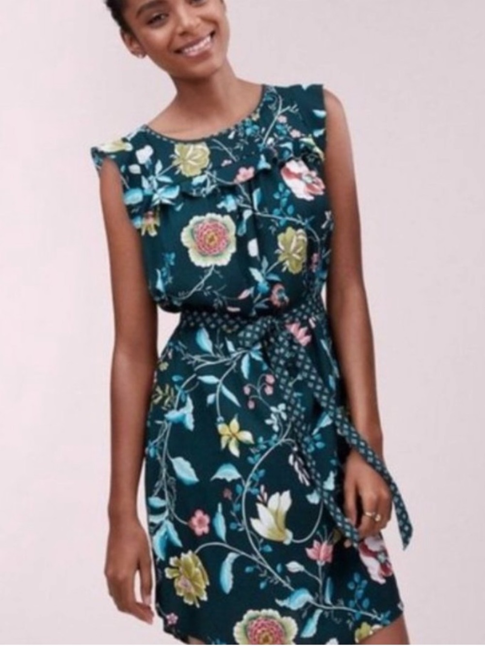 LOFT Floral Ruffle Sleeveless Dress XSP